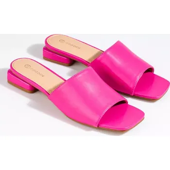 Dámské žabky Originální dámské nazouváky růžové na širokém podpatku 36