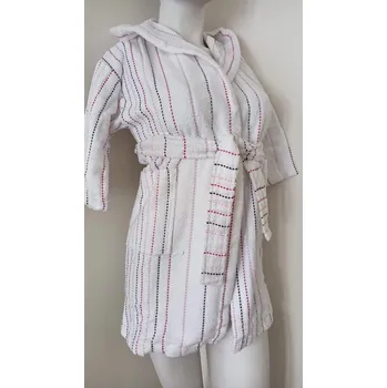 Dámský župan AKCE - Dívčí župan s kapucí 9114 0100 bílý s proužkem - Vestis 116