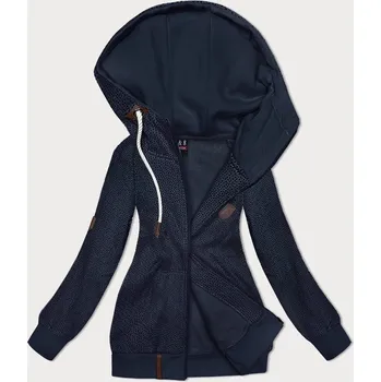 Dámská mikina Tmavě modrá rozepínací mikina s kapucí a se vzorem drobných srdíček (2316) odstíny modré 46