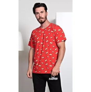 Pánské pyžamo Pánské pyžamo dlouhé Býk červená S