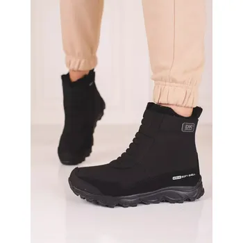 Dámské polobotky Klasické černé trekingové boty dámské bez podpatku 36