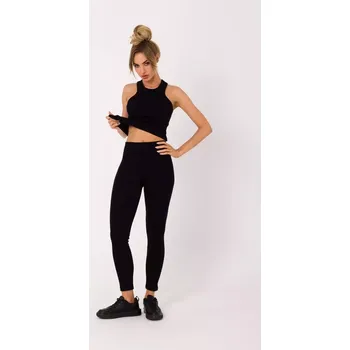 Dámské legíny M734 Žebrované pletené legíny - černé EU L