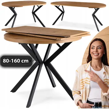 Jídelní stůl Rozkládací Kulatý jídelní stůl do kuchyně, jídelny, obývacího pokoje, styl Loft DUB LUGO