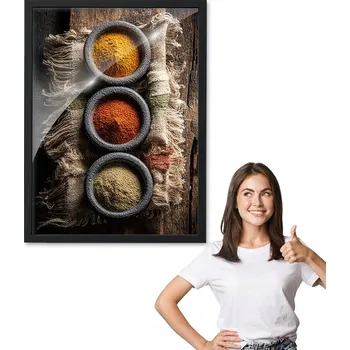 Obraz Obraz s rámem vzor KOŘENÍ V HMOŽDÍŘÍCH černý rámeček 50x70 do kuchyně