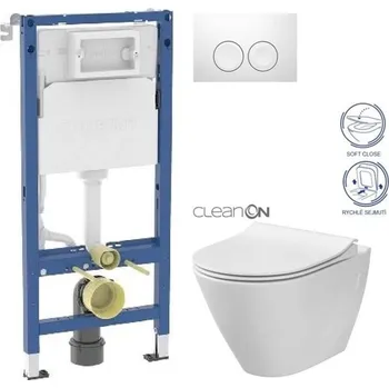 WC sada GEBERIT DuofixBasic s bílým tlačítkem DELTA21 + WC CERSANIT CLEANON CITY 458.103.00.2 21BI CI1