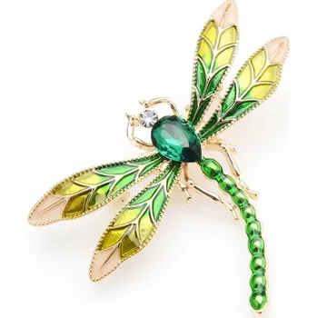 Brož B-TOP Kovová brož Zelená Vážka