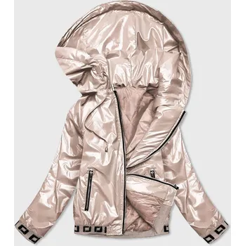 Krátká zlatá dámská bunda s kapucí (B9787-101) zlato L (40)