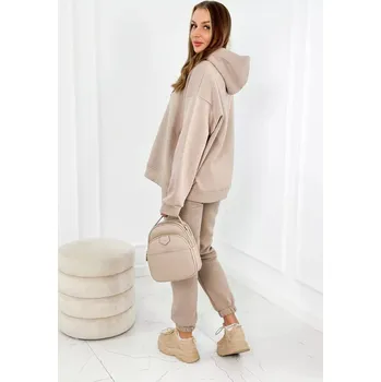 Bavlněná souprava s vyšívaným nápisem Paradise tmavě béžová UNI