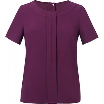Dámská košile Brook Taverner Elegantní blůza Verona s předními záševky a krátkým rukávem Barva: Vínová, Velikost: 44 BR803