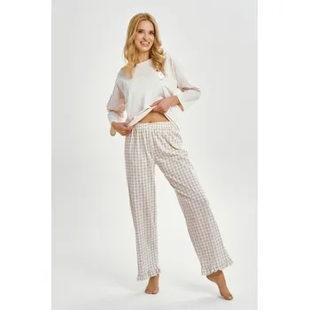 Dámské pyžamo 3438 DÁMSKÉ DLOUHÉ PYŽAMO VERA S-XL béžová XL