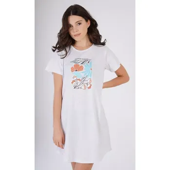 Dámská noční košile s krátkým rukávem Botanical světle šedá L