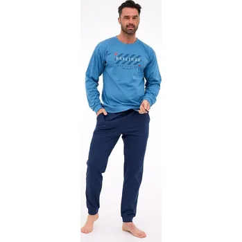 Pánské pyžamo Pyžamo Cornette 322/301 Marathon long/r S-2XL pánské modrá XXL