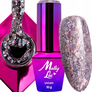 Přípravek na nehty Hybridní lak MOLLYLAC 10g Born To Glow Luminatic Brokát Č. 576