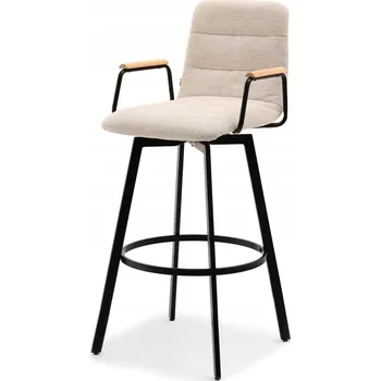 Jídelní židle Barová Židle Mebel-Partner černý krémový nastavitelný 105 cm látka