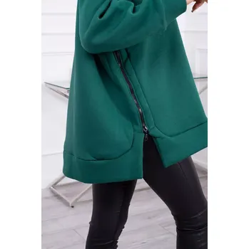 Dámská mikina Zateplená mikina se zipem na boku tmavě zelená UNI