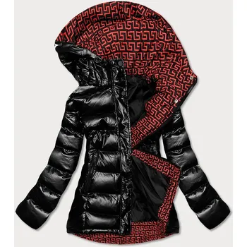 Dámská bunda Černo/červená dámská prošívaná bunda s kapucí (xw817x) odstíny černé XXL (44)