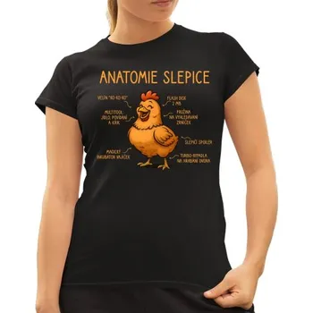 Žertovný předmět Anatomie slepice - dámské tričko s potiskem- Tričkový.cz
