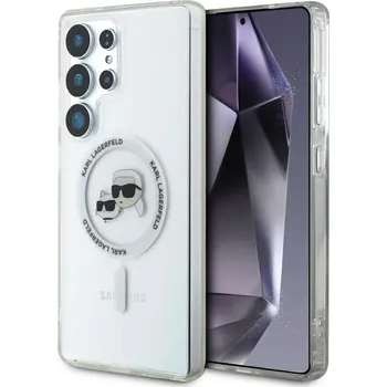 Náhradní díl pro mobilní telefon Karl Lagerfeld IML K&CH Heads MagSafe zadní kryt pro Samsung Galaxy S25 Ultra Transparent