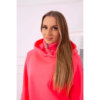 Dámská mikina Zateplený rolák a mikina s kapucí růžová neonová UNI