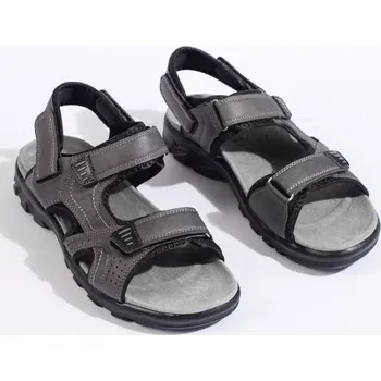 Dámské sandále Módní šedo-stříbrné sandály dámské na plochém podpatku 46