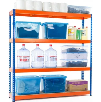 Dílenský regál Lakovaný modro-oranžový regál Mamutex Heavy 1800x1200x400 mm – 4 police, nosnost 2000 kg