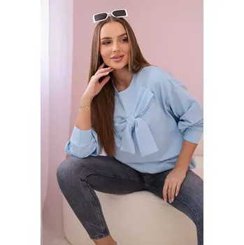 Dámská halenka Bavlněná halenka s mašlí modrý UNI