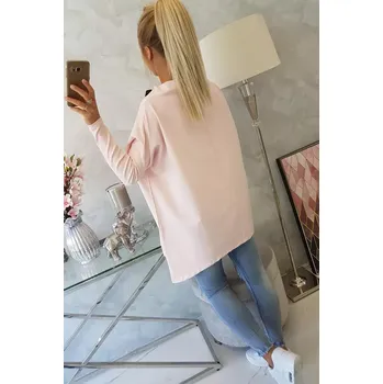 Dámská mikina Oversize mikina s asymetrickými boky pudrově růžová UNI