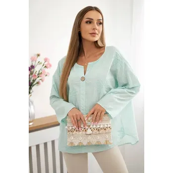 Dámská halenka Košilová halenka s vyšívaným vzorem mincovna UNI