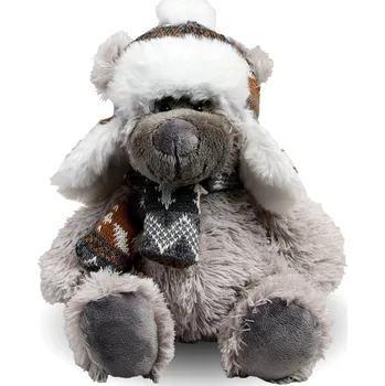 plyšák Plyšový medvěd Bolke s čepicí tmavě šedý