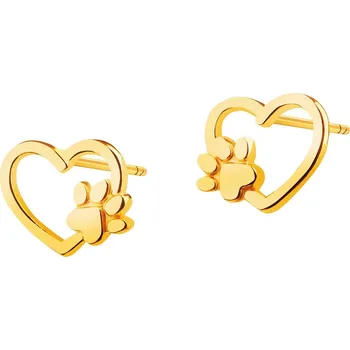 Náušnice Zlaté náušnice - srdce, tlapky - K-893.02