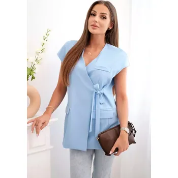 Dámská bunda bez rukávů s kravatou – elegantní střih modrý UNI