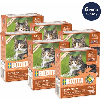 Krmivo pro kočku Bozita kousky v želé sterilised s kuřetem & hovězím 6x370 g