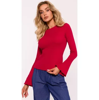 M806 Žebrovaný top s dlouhými rukávy - červený EU L/XL