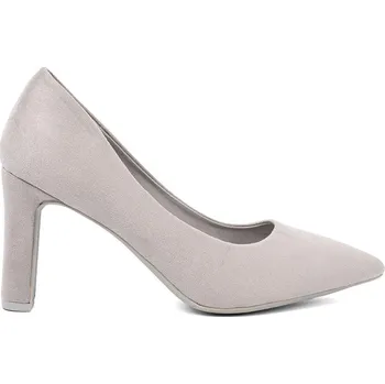 Dámské lodičky Stylové dámské lodičky šedo-stříbrné na širokém podpatku 37