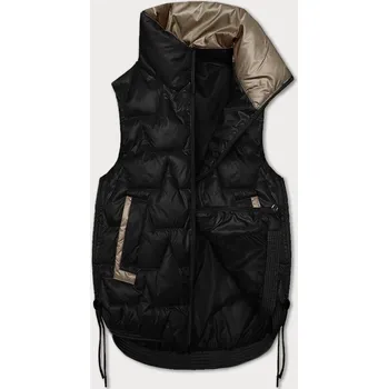 Dámská vesta Černá krátká dámská vesta se stahovacími boky S'West (B8358-1) odstíny černé S (36)