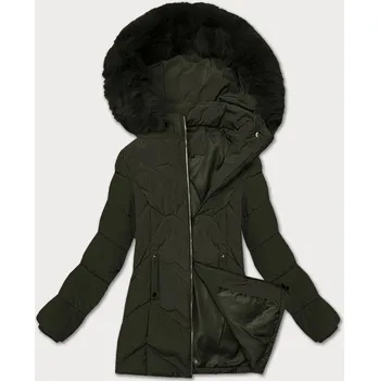 Dámská zimní plus size bunda v khaki barvě s kapucí S'west (B8300-11) odstíny zelené 52