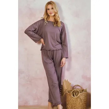 Dámské pyžamo 3439 DÁMSKÉ DLOUHÉ PYŽAMO ZOYA S-L KAKAO S