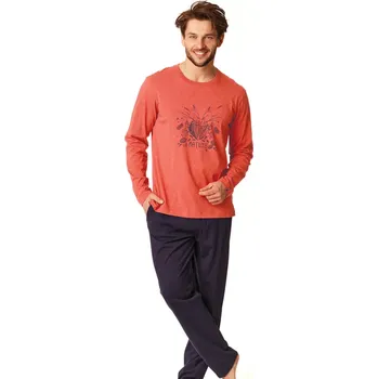 Pánské pyžamo Pánské pyžamo MNS 860 B22 oranžová XL