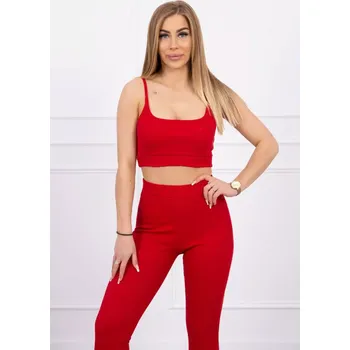 Dámská halenka Souprava s halenkou s žebrováním červená UNI