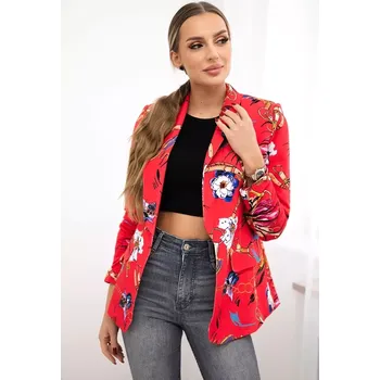 Bavlněná bunda s barevným potiskem malina XL