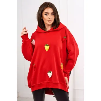 Dámská mikina Zateplená mikina s jahodovým motivem červený UNI
