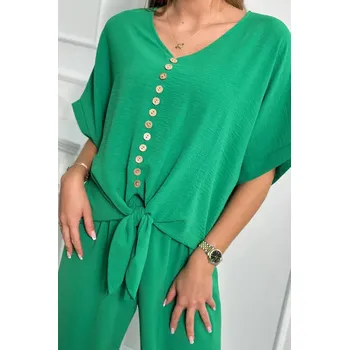 Dámská halenka Souprava halenky a kalhot zelená UNI