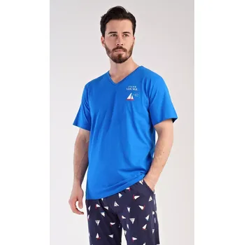 Pánské pyžamo Pánské pyžamo dlouhé Loďka modrá XXL