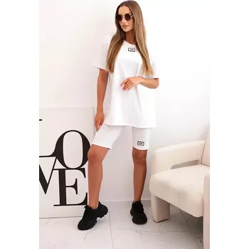 Dámská halenka Dámský bavlněný komplet s krátkým rukávem a šortkami bílý UNI