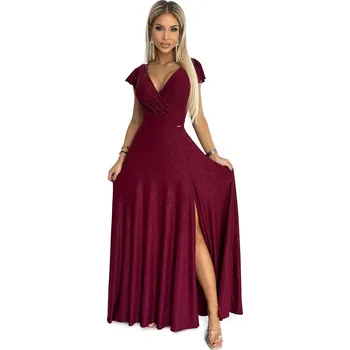 Oblečení a móda Dámské šaty 411-8 CRYSTAL - NUMOCO bordó XXL