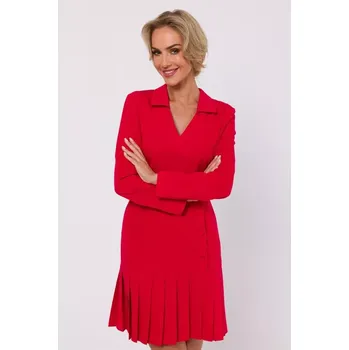 Dámské šaty M752 Šaty se skládaným spodním lemem - červené EU XL