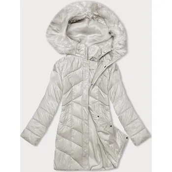 Dámská bunda Dámská zimní bunda v barvě ecru s kapucí (H-898-11) odstíny bílé XXL (44)