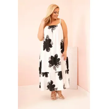 Dámské šaty Dámské šaty na ramínka s volánem a květinovým potiskem černá UNI