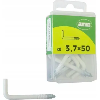 Vrták Hák rovný šroubovací Bílý 3,7x50 mm Závit 20mm 8 kusů