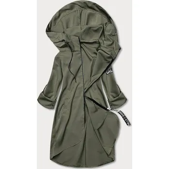 Dámský kabát Tenký asymetrický dámský přehoz přes oblečení v barvě khaki (B8117-11) odstíny zelené XS (34)